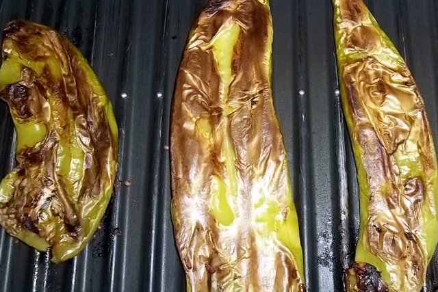 Grilled green chiles